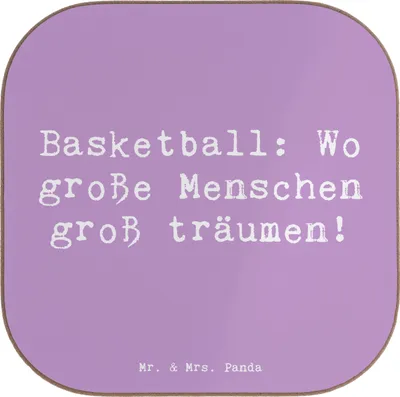 Produktbild von Mr. & Mrs. Panda Untersetzer Glas Spruch Basketball Träume - Lavendeltraum - Geschenk, Sport, Tasse, für Gläser, Sportler, Teamgeist, Tassenuntersetzer, gläseruntersetzer