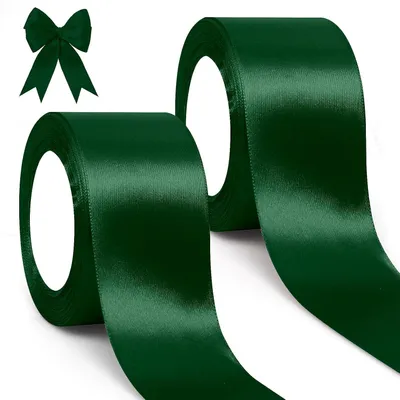 Produktbild von Satinband grün, 50 mm breit, 46 m lang, Geschenkband für Dekoration