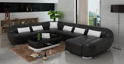 Image de Canapé en cuir moderne+ USB,Canapé d'angle Salon Assise Coussin Canapé Garniture Nouveau