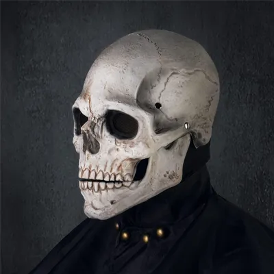 Halloween Totenkopfmaske, Latex, beweglicher Kiefer, weiß