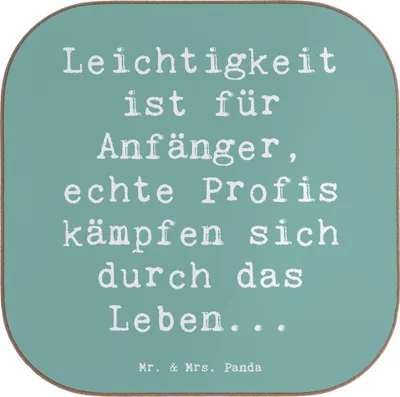 Produktbild von Mr. & Mrs. Panda Getränkeuntersetzer Spruch Leichtigkeit für Profis - Meeresbrise - Geschenk, Humor, Zitat, Coaster, weinflaschenuntersetzer, Gefühl, liebevoll