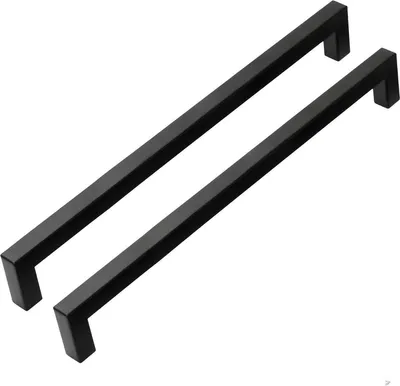 Produktbild von Griffset 50 Stück – Schwarz Edelstahl Vierkant – 25,6 cm Bohrabstand – für Schränke & Schubladen – Möbelgriffe Set
