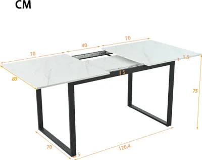Produktbild von okwish Esstisch Erweiterbar Esszimmertisch rechteckig(Erweiterbar Esszimmertisch rechteckig Küchentisch weiß Marmoroptik), Ausziehbar 140-180cm Tischplatte
