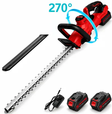 Produktbild von Akku Heckenschere 600W mit 270° Drehbarer Kopf, 2 × 4000mAh Akkus, 51cm Klinge, 15mm Schnittdurchmesser, Sicherheitsschalter, 3000RPM, Leicht&Leise