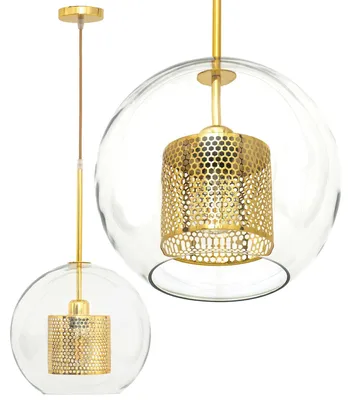 Produktbild von tooLight Pendellampe App555-1Cp Glas Loft Gold Runden 1-Lichtquelle E27 25X25X60-120Cm Einstellbar