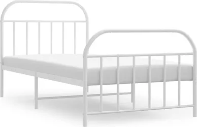 Produktbild von vidaXL Bettgestell mit Kopf- und Fußteil Metall Weiß 100x190 cm