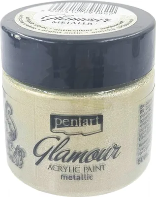 Zdjęcie produktu dla Farba akrylowa Glamour - Pentart - metaliczne antyczne srebro 50ml