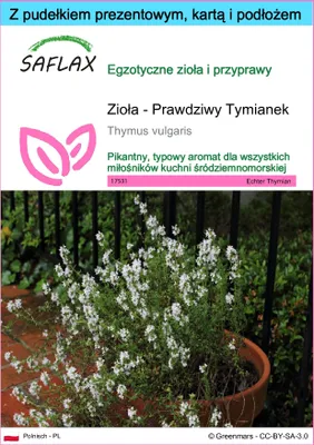 Zdjęcie produktu dla SAFLAX - Zestaw prezentowy - Zioła - Prawdziwy Tymianek - 200 Nasiona - Z pudełkiem upominkowym, etykietą wysyłkową, kartą podarunkową i podłożem uprawowym - Thymus vulgaris