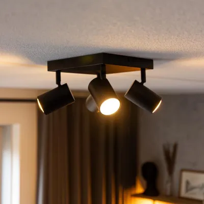Produktbild von hoftronic LED-Deckenleuchte 35W 4 Spots GU10 Schwarz quadratisch
