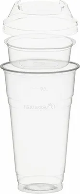 Produktbild von 50x  Trinkbecher 500ml + Domdeckel stapelbar + Einsatzbecher Ø 96mm (PLA)