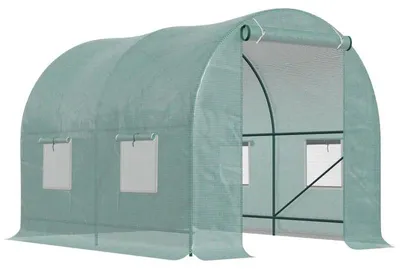 Obrázok produktu pre Klenutý skleník s PE fóliou a vetracími oknami | Farba: zelená | Rozmery: 200 x 245 x 198 cm