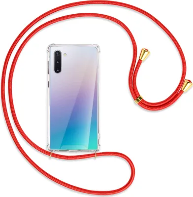 Produktbild von Handykette Backcover-Schutzhülle mit Band (Metall goldfarben) für Samsung Galaxy Note 10 (N970) - rot