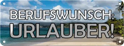 Produktbild von vianmo Blechschild 10x27 cm Berufswunsch Urlauber Meer Spruch Zitat