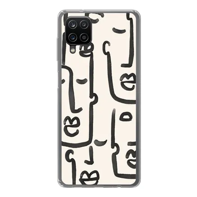 Produktbild von MuchoWow® Handyhülle Schutzhülle Hülle für Samsung Galaxy A12 Muster - Abstrakt - Linienkunst Silikon Softcase Handy Hülle - Bild