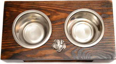 Produktbild von Bullmastiff II - Holzständer mit Näpfen für Hunde, Edelstahlnäpfe, Geschenk zur Adoption eines Hundes von der Marke Art-Dog
