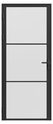 Produktbild von Doppelflügeltüren aus Aluminium und mattiertem gehärtetem Glas - H 204 x B 93 cm - Schwarz - MASERU