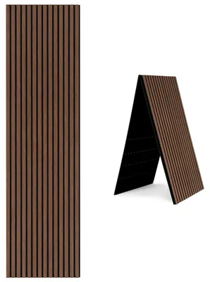 Productafbeelding van Vigevee, 1 opvouwbaar akoestisch paneel met houtlook en viltbekleding, 240 x 60 cm, zwarte notenwood-kleur