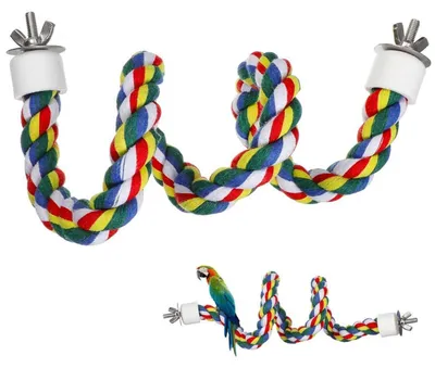 Produktbild von Vogel-Spiralseil Sitzstange 60 cm Baumwollseil für Papageien Sittiche Nymphensittiche Aras