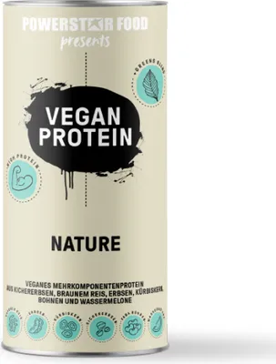 Produktbild von Powerstar VEGAN PROTEIN POWDER 500 g | Ohne Soja | Mehrkomponenten Protein-Pulver mit 10 Superfoods | Ideal zum Muskelaufbau | Nature