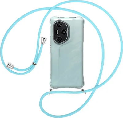 Produktbild von Handykette Backcover-Schutzhülle mit Band (Metall silberfarben) für Honor 300 Pro 5G - himmelblau