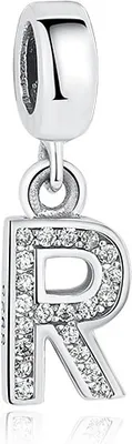Produktbild von PANDACHARMS Anhänger Charm Buchstabe R, 925er Sterling Silber, passt zu Pandora