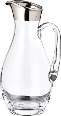 Produktbild von Handgeblazen Glas Wasserkaraf - 1,8L - Kristallglas - Platinarand - 30 cm