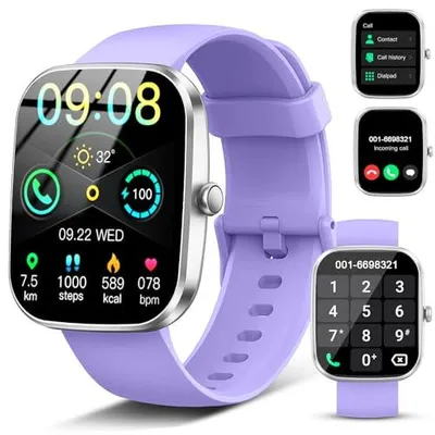 Produktbild von Smartwatch Damen Herren, 1.91'' Zoll HD Smart Watch mit Bluetooth Anrufe, Fitness Tracker Schrittzähler mit 110+ Sportmodi, Schlafmonitor SpO2 Herzfrequenz, IP68 Wasserdicht Fitnessuhr für Android iOS