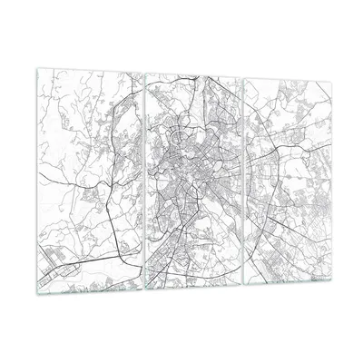 Produktbild von Bilder auf glas - 3 Teile - Stadt Karte Rom - 105x70cm - Glasbilder - Wandbilder - Bilder - zum Aufhängen bereit - Wanddekoration aus Glas - Glas Bilder - Wandbild auf Glas - GCE105x70-4682