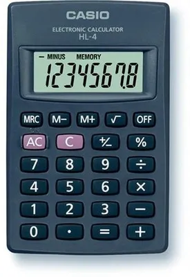 Kalkulačka, vrecková, 8 miestny displej, CASIO "HL-4T"