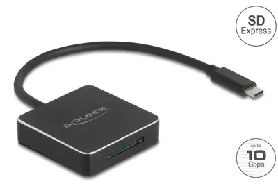 Imagen del producto de Lector de tarjetas USB Type-C de Delock para tarjetas de memoria SD Express (SD 7.1)