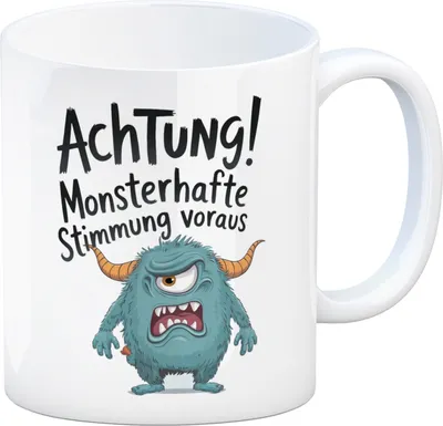 Produktbild von Blaues Cartoon Monster Achtung Monsterstimmung Kaffeebecher