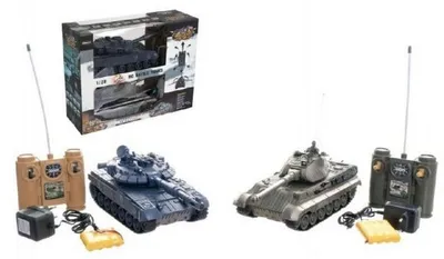 Obrázok produktu pre Tank RC 2ks 36cm+nabíjacie balenie tankov so zvukom a svetlom v krabici 42x32x14cm