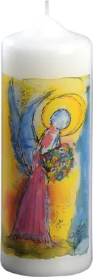 Produktbild von Engelkerze "Engel mit Blumenstrauß" 170 x Ø 60 mm