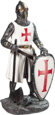 Produktbild von Deko Figur Templer Ritter steht Axt und Schild
