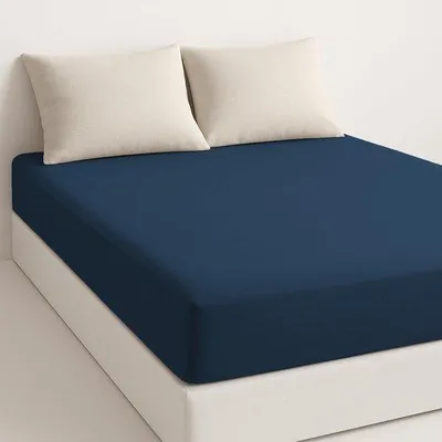 Productafbeelding van Unyqoos® spannenlakens, donkerblauw, gemaakt van microvezel – geschikt voor matrassen tot 28 cm hoog, met elastische hoeken, zacht en ademend