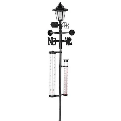 Produktbild von PROREGAL Wetterstation SWS29, Solar, 158cm, Regenmesser, Thermometer, Solarlampe