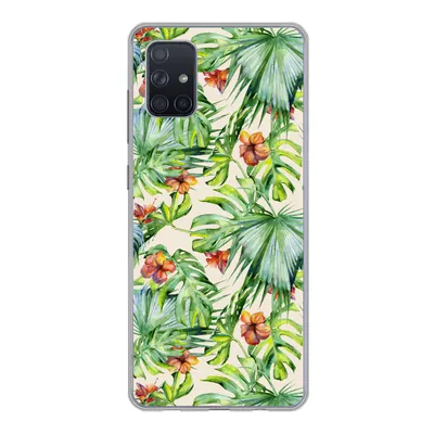 Produktbild von MuchoWow® Handyhülle Schutzhülle Hülle für Samsung Galaxy A71 Blume - Blatt - Muster Silikon Softcase Handy Hülle - Kartenbesitzer