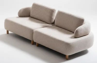 Produktbild von Sofa Beige Farbe Moderner Stil Weicher Armlehnenbezug Holzbeine Neu