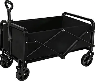 Image de Chariot de jardin, capacité de charge lourde, design pliable, roues noires de 5 pouces