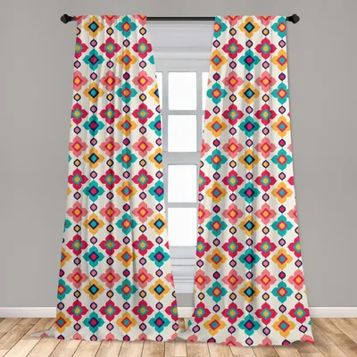 Zdjęcie produktu dla Abakuhaus, zasłony okienne, kolorowy wzór kwiatowy, zestaw składający się z 2 paneli, 150 x 245 cm