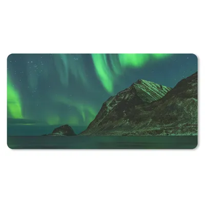 Produktbild von MuchoWow® Schreibtischunterlage Nordlichter - Sternenhimmel - Norwegen 80x40 cm - XXL Mauspad - Gaming Mauspad