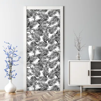 Produktbild von Dekorative Aufkleber selbstklebend Klebefolie Türaufkleber Türposter Schwarze Palmblätter 85 x 200 cm