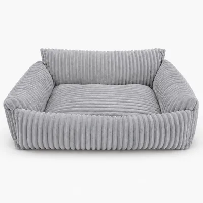 Produktbild von PURRE Lodie Hundesofa Hundebett Plüsch-Cord Classic grau Größe S 70x55x30 cm