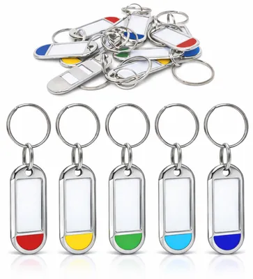 Imagen del producto de Juego de 5 llaveros metálicos con área para personalizar