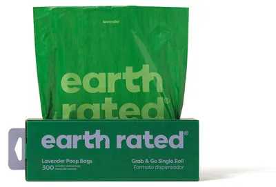 Produktbild von Earth Rated Hundekotbeutel, dicke Grab & Go Einzelrolle, Lavendelduft, 300 Beutel