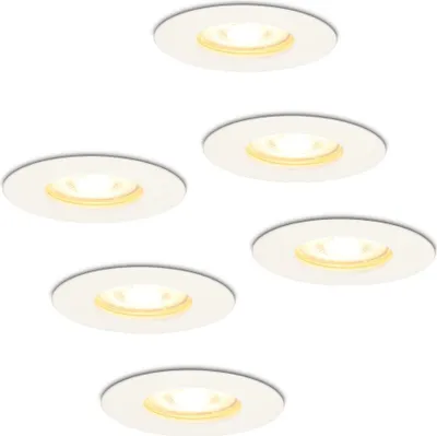 Produktbild von hoftronic LED Einbaustrahler 4,5W 345lm 2700K GU10 Dimmbar Rund IP65 Weiß 6er Set