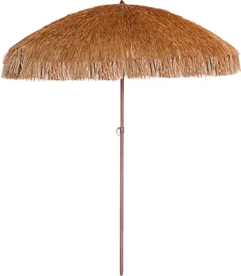 Image de Parasol clair à franges en acier finition bois naturel