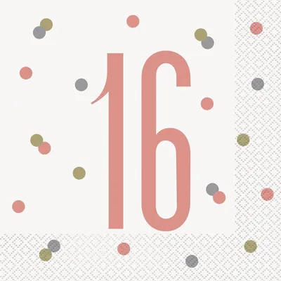 Produktbild von 16 Servietten 16. Geburtstag roségold