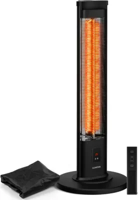 Image de Klarstein BlazeTower Chauffage Infrarouge sur Pied - 2000W, 3 Niveaux, IP45, Télécommande, Minuterie, Protection Anti-Basculement - Radiateur Infrarouge Extérieur Terrasse