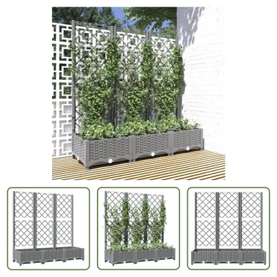 Produktbild von The Living Store Pflanzkübel mit Rankgitter Hellgrau 120x40x121,5 cm PP